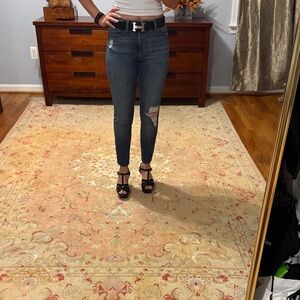 DL1961 High Rise Distressed Blue Jeans